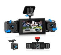 CAMECHO Dashcam 4 cámaras 1080P, visión 360° para Coche, Pantalla 3", Asistente de Marcha atrás con guías, visión Nocturna IR, detección de Movimiento, grabación en Bucle y Montaje Ultra fácil