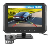 CAMECHO Kit de Cámara de Marcha Atrás con Cable 1080P HD, Pantalla HD de 5 Pulgadas, Incluye 1 Cámara - Resistente al Agua IP69, Ángulo de 150°,Adecuado para Camiones, Autocaravanas y Coches (12-36 V)