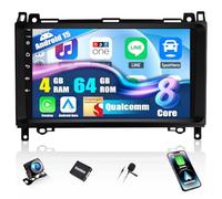 CAMECHO Qualcomm 8-Core 4+64G Android 15 Autorradio para Mercedes Benz Clase B W245 Viano Vito W639 Sprinter, 9" Radio Bluetooth DSP con Wireless Carplay Android Auto FM DSP WiFi GPS +Cámara Trasera