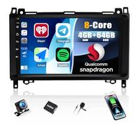CAMECHO Qualcomm 8-Core 4+64G Android 15 Autorradio para Mercedes Benz Clase B W245 Viano Vito W639 Sprinter, 9" Radio Bluetooth DSP con Wireless Carplay Android Auto FM DSP WiFi GPS +Cámara Trasera
