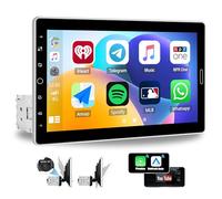 CAMECHO Radio Coche Android Auto 10'' Pantalla Táctil IPS, CarPlay Inalámbrico + Bluetooth 5.0/USB/Mirror Link, Soporte Youtube/Netflix para Viajes Largos