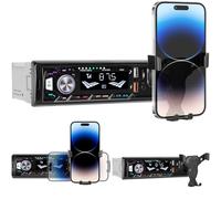 CAMECHO Radio Coche Bluetooth 1 DIN con Soporte para Teléfono, Reproductor de MP3 1 DIN con Bluetooth 5.0 Manos Libres U Disk/FM/TF Card/AUX/USB, Radio con 7 Retroiluminación