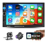 CAMECHO Radio de Coche Bluetooth 2 Din con Mirror Link para Android/IOS 7 Pulgadas HD Pantalla Táctil Reproductor MP5 Doble DIN con FM Radio AUX/SD/USB/EQ Estéreo de coche Cámara de Visión Trasera SWC