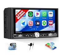 CAMECHO Radio Doble DIN 6.8 Pulgadas Wireless Carplay HD IPS Touchscreen Bluetooth 5.2 FM/Am/RDS Car Radio con Android Auto Mirror Link EQ Sound Steering Wheel Control +Cámara Trasera, AUX USB