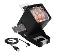 CAMEDAFLX SV-3 - Visor de diapositivas y películas de 35 mm con aumento 3X y visualización iluminada por LED para diapositivas de 35 mm y negativos de película, alimentado por USB o batería. (Incluye