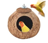 CAMEIRGOU Nido De Pájaro De Cáscara De Coco, Casa De Pájaros Colgante, Nido De Pájaro De Cáscara De Coco, Casita para Pájaros Cabaña para Pájaros Lugar De Cría Escondite para Loros Hámster (café)