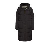 camel active Abrigo acolchado para mujer con dobladillo ajustable y capucha fija, Negro, 44