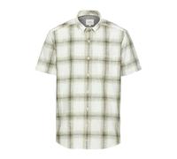 camel active Camisa de algodón Puro de Manga Corta a Cuadros para Hombre, Verde, M
