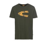 camel active Camiseta para Hombre con Estampado de algodón orgánico sostenible, Verde Oscuro Naranja, L