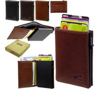 Camel Active Cuero Aluminio Mujer Hombre Monedero Funda para Tarjetas de Crédito