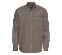 camel active Herren Baumwollhemd mit Brusttasche | Langarmhemd aus Baumwolle im Regular Fit | Grau, Menswear-l Camisa, Gris, Hombres