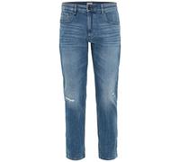 camel active Herren Tapered Fit Destroyed Jeans mit Smartphone Tasche Denim Blau, Menswear-34/32, Mezclilla Azul, 34W / 32L para Hombre