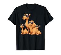 Camel Family Wearing Sunglasses Funny Arabian Animal Desert Camiseta