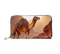 Camel In The Desert Pattern - Cartera larga para mujer, cartera de mano larga, tarjetero de crédito, monedero de viaje, color negro, talla única, Black, Talla única