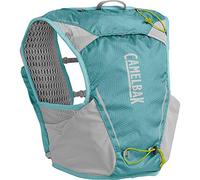 CamelBak Ultra Pro Vest W'S 6 l + 2 Quick Stow Flask (S,M,L) Run HIDRATACIÓN, Adultos Unisex, L Aqua Sea/Silver, 6 litros