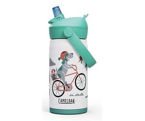 Camelbak Thrive Fs Kids Vss 12oz Botella Infantil De Acero Inoxidable Con Aislamiento Al Vacío, Sin Derrames, Mantiene Bebidas Frías, Color: Biking Dogs, Talla: 350 Ml