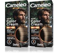 Cameleo Men - Tinte Capilar Permanente | Color marrón medio para cabello, barba y bigote | Efecto de color natural en 5 minutos | Cubrir canas | SIN Amoníaco | 30ml (Paquete de 2)