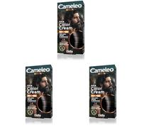 Cameleo Tinte permanente para el cabello | Color negro para barba y bigote | Efecto de color natural en 5 minutos | Cubrir el cabello gris | Amoníaco, PPD, sin parabenos, 30 ml (Paquete de 3)