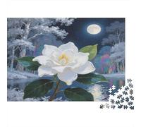 Camelia Blanca Puzzle de 1000 Piezas Papel para Adultos Bosque Nocturno Relajante Estrés Decoración Hogar Regalo Familiar 70x50cm/1000pcs