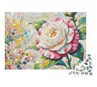 Camelia Blanca Puzzle de 1000 Piezas Papel para Adultos Estilo Pintura al Óleo Puzzle para Toda la Familia Relajación Hogar Regalo 70x50cm/1000pcs