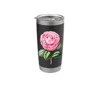 Camelia rosa Ilustración Botánica Diseño Floral Vintage Vaso térmico de acero inoxidable de doble pared