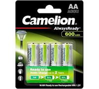 Camelion 17406403 Ni-MH batería, HR03/AAA/Micro, 600 mAh, 4 Unidades Cromo HR6 / AA/Mignon / 600 mAh / 4 Unidades Chrom