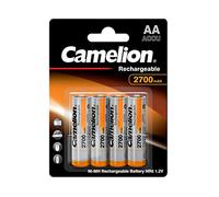 Camelion NH-AA2300BP4 Níquel metal hidruro 2700mAh 1.2V batería recargable - Batería/Pila recargable (2300 mAh, Níquel metal hidruro, AA, 1,2 V, Plata, 4)