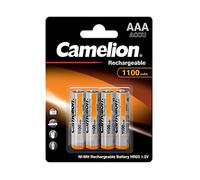 Camelion NH-AAA1100BP4 Rechargeable battery Níquel-metal hidruro (NiMH) - Pilas (Rechargeable battery, Níquel-metal hidruro (NiMH), 1,2 V, 4 pieza(s), 1100 mAh, Plata)