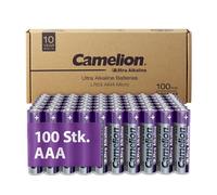 Camelion Pilas Ultra Alcalinas AAA Pilas AAA Paquete de 100, Pilas de 10 años de Vida útil, Respetuoso con el Medio Ambiente, Pila AAA, Pila para cámara Digital, Luces navideñas (100x AAA)
