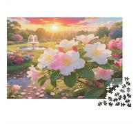 Camellia Flower 1000Pc Puzzle for Adults Pink Roses in Garden for The Whole Family Women, Gifts for Men 38x26cm/1000pcs