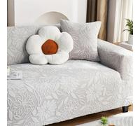 Camellia - Funda elástica de forro polar jacquard para sofá todo incluido, protector elástico universal de muebles con 1 funda de almohada, lavable, decorativa, para niños, mascotas, hogar (3 plazas,
