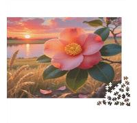 Camellia Japonica 1000 Piece Fun Present Pink Camellia at Sunset for Adults & Kids Activity for Home Gift 52x38cm/1000pcs