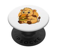 Camello Comer Hamburguesa Divertido Kawaii Animal Food Lover PopSockets PopGrip Adhesivo