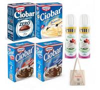 Cameo Ciobar - Kit de 4 sabores de chocolate caliente con: chocolate clásico, chocolate negro, chocolate blanco y chocolate cero azúcares adjuntos 76 g + 2 crema Chef spray + Joytaly bag