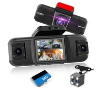 Caméra embarquée NHOPEEW 4 canaux pour voitures - Caméra embarquée Avant et arrière 1080P Avec Vision Nocturne IR 8, enregistrement en Boucle, capteur G + Carte TF 64 Go