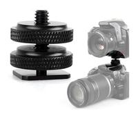 Camera Hot Shoe Mount Adapter, Double Screw 1/4 Action Camera Hot Shoe Mount, Photography Tripod Screw Converter for Field Monitor