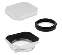 Camera Lens Hood, Parasol Cuadrado de Metal for Lente de 39mm, Compatible con Fujifilm XF23mm F2.8 R WR,XF27mm F2.8 R WR I/II, con Tapa de Metal,for Parts(Silver)