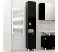 Camerina Armario de baño Madera contrachapada Negro 30x30x179 cm Muebles de baño auxiliares Armario baño Estante de Aseo