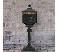 Camerina Buzón de Pedestal de Aluminio Estilo Vintage Inoxidable Verde Vintage Buzón Mail para Correo Postal