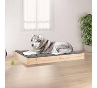 Camerina Cama para Perros Madera Maciza de Pino 101,5x74x9 cm Cama Perro Madera Cama Perro Alta
