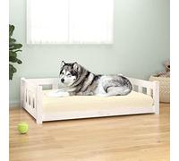 Camerina Cama para Perros Madera Maciza de Pino Blanco 105,5x75,5x28 cm Cama Elevada Perro Cama Perros Medianos