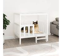Camerina Cama para Perros Madera Maciza de Pino Blanco 105,5x83,5x100 cm Cama Perros Medianos Cama Perro Elevada