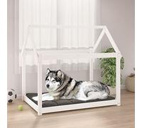 Camerina Cama para Perros Madera Maciza de Pino Blanco 111x80x100 cm Cama Perro Invierno Cama Alta Perro