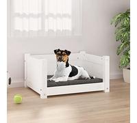 Camerina Cama para Perros Madera Maciza de Pino Blanco 55,5x45,5x28 cm Sofá para Perros Medianos Cama Perro Madera