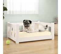 Camerina Cama para Perros Madera Maciza de Pino Blanco 65,5x50,5x28 cm Cama para Mascota