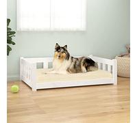 Camerina Cama para Perros Madera Maciza de Pino Blanco 95,5x65,5x28 cm Cama para Mascota