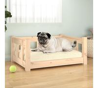 Camerina Cama para Perros Madera Maciza de Pino Cama De Perro Lavable 65,5x50,5x28 cm Cama para Mascota