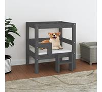 Camerina Cama para Perros Madera Maciza de Pino Gris 55,5x53,5x60 cm Cama Perros Grande Sofa Perro