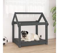 Camerina Cama para Perros Madera Maciza de Pino Gris 71x55x70 cm Cama Alta Perro Cama Perros Grande