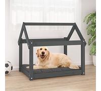 Camerina Cama para Perros Madera Maciza de Pino Gris 81x60x70 cm Cama Ortopedica para Perros Cama Alta Perro